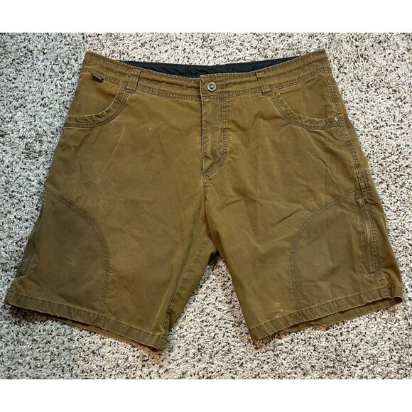Kuhl Shorts Mens 38 Brown Distressed Vintage Style Outdoor Trail Hiking 5125 - Picture 1 of 14